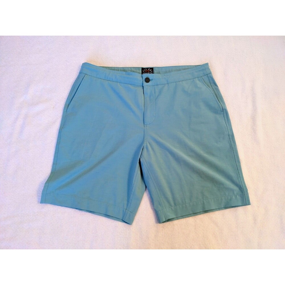 Mens Faherty All Day Shorts Coastal Blue Size 36, 9" Inseam Drawstring, Casual